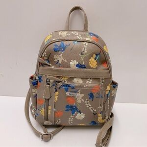 Taupe Floral Mini Backpack - Lightweight Women’s Bag